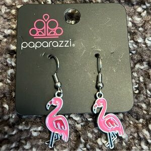 Paparazzi Silver Flamingo Earrings